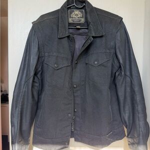 Men's Black Waxed and Leather Motorcycle Jacket